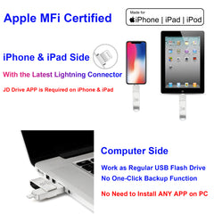 Memoria USB con certificación MFi de Apple para iPhone y iPad