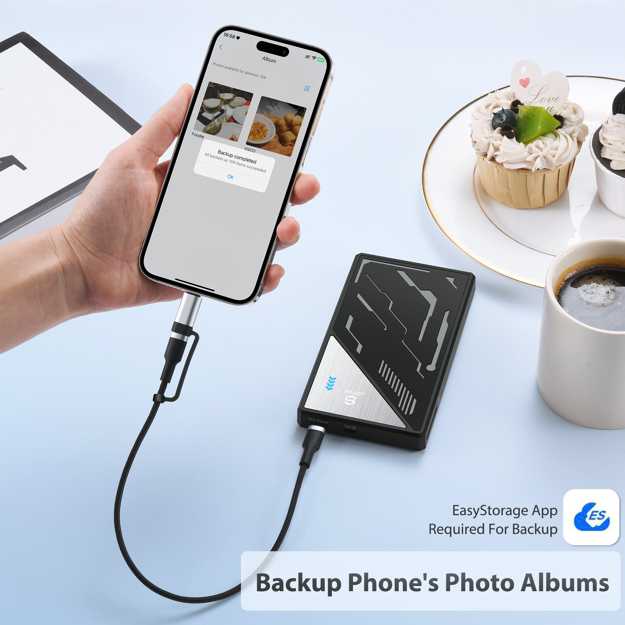 Automatic Backup Hard Drive for Phone Computer